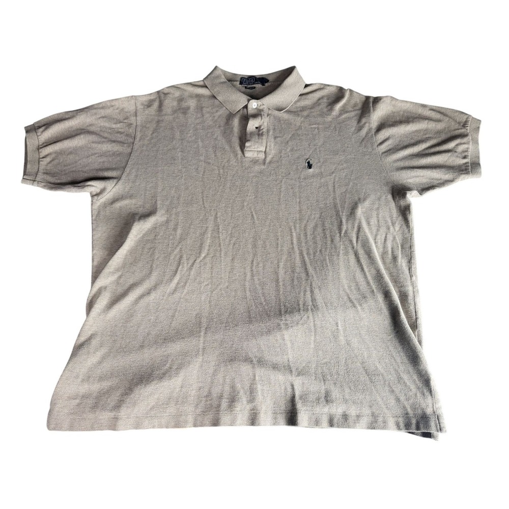 Polo Ralph Lauren Shirt Men XL Tan Beige Pique Knit Cotton Short Sleeve Polo Tee